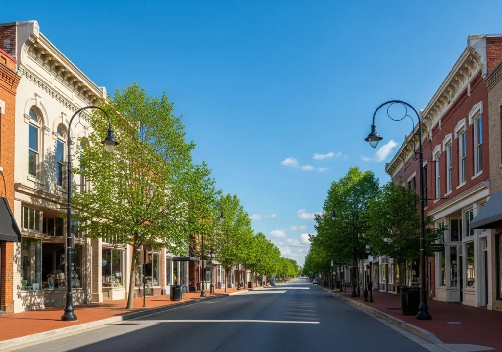 Historic downtown Main Street in Wake Forest, NC — a growing Triangle community served by NC Garage Floors