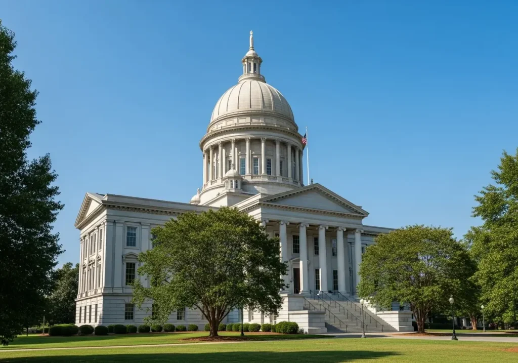 The historic North Carolina State Capitol building in downtown Raleigh, NC — home city of NC Garage Floors