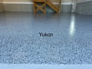 Yukon decorative flake color sample for polyaspartic garage floor coating available from NC Garage Floors in Raleigh, NC